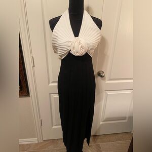 Elegant Black and White Evening Dress